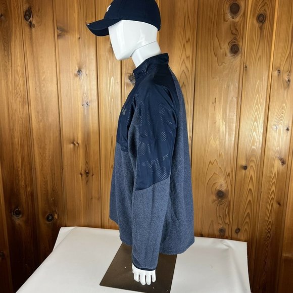 UNDER ARMOUR Size 2XL ColdGear Blue PULLOVER 1/4 Zip Fleece Lined Digi Camo - Picture 5 of 11